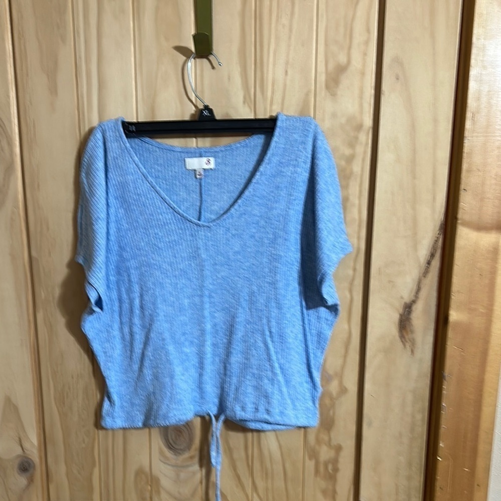 So Womens Blue V-Neck Women's Top